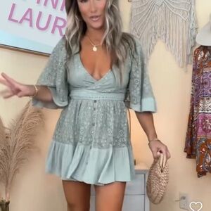 Elegant Lace Dress in Light Green